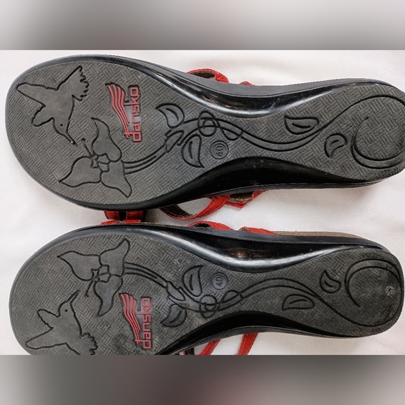 DANSKO Barbiecore Red and Brown Strappy Summer Spring Casual Sandals (#1,004) - Picture 3 of 7